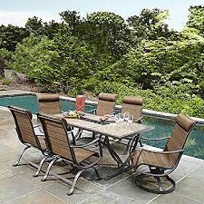 7 Pc Outdoor Dining Set Tile Table Top