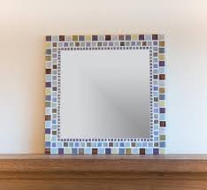 Mosaic Wall Mirror In Grey Purple Brown