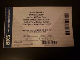 James Taylor Unused Concert Ticket