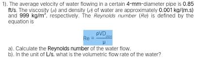 Average Velocity Of Water Flowing