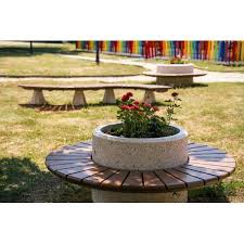 Outdoor Concrete Bench With Granite