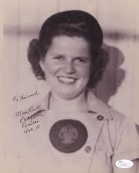 Mary Pratt Signed All-American Girls Professional Baseball League 8x10  Photo Inscribed "Peaches 1943-47" (JSA COA)
