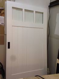 white barn door with frosted glass