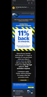 In fact, they offer two different best buy credit cards that offer bonus rewards to customers for shopping at their store. Best Buy 11 Cash Rewards Expires Tomorrow If You Have A Best Buy Credit Card Check Your Email To Activate It Went On Sale Today 100 Off For Those On The Fence