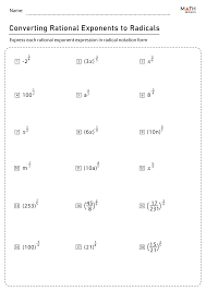 Rational Exponents Worksheets Math Monks