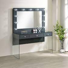 coaster afshan grey high gloss vanity desk