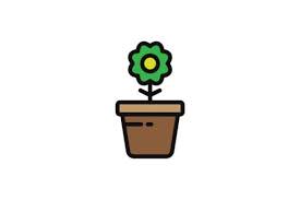 Flower Pot Colored Icon Green Small