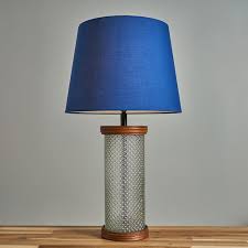 Gianni Wood Glass Table Lamp Blue