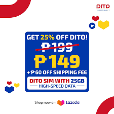 Dito sim card that comes with 25gb of data for volte compatible handsets is also now available in lazada and shopee for 199 pesos. 2sqzytpdc5x5om