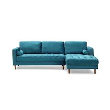 Bente Tufted Velvet Sectional Sofa Light Blue Right Sectional