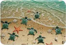 green sea turtle bath mat ocean hawaii