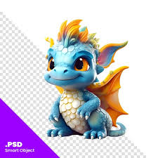 premium psd cute blue dragon isolated