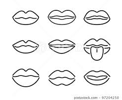 lip kiss mouth vector line icon smile