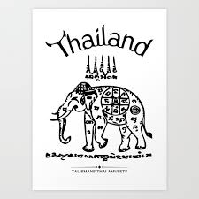 Thailand Elephant Tattoo Art Print By