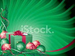 Merry christmas with santa claus and various gift boxes on the snowy with house and moon as. Green Red Christmas Present And Bauble Background Clipart Image
