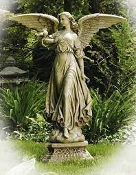 Angel On Pedestal Garden Statue Figure