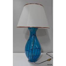 Vintage Lamp With White Shade And Blue