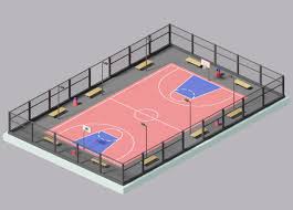 cartoon smiple basketball court 3d