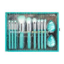 premium clic makeup brush gift set with blenders turquoise 11 piece set