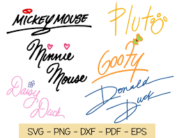 Mickey Mouse and Friends Signatures/autographs SVG PNG DXF