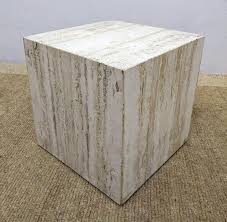 Travertine Marble Cube Side Table Low