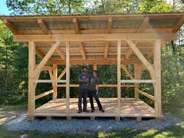 timber frame woodshed holds two cords