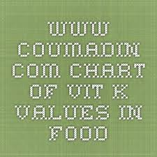 Www Coumadin Com Chart Of Vit K Values In Food Coumadin