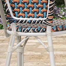 Purple Leaf Colorful Wicker Bistro Chair French Hand Woven Armless Chairs For Outdoor Patio Indoor Dining Chairs 2 Pack