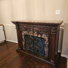 Real Marble Mantle Top Wooden Electric