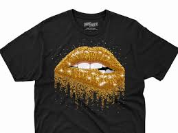 glitter gold lip t shirt design