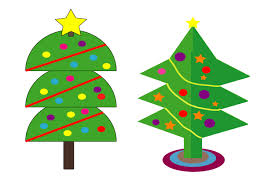 two set vector of christmas trees