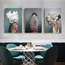 Masked Flower Woman Abstract Wall Art