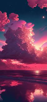 sea clouds pink aesthetic wallpapers