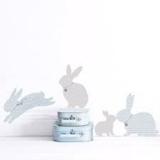 Rabbit Wall Stickers In Duck Egg Blue