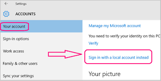 sign in windows 10 with local account