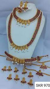 cz stones golden bridal jewellery sets