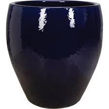 cobalt blue ceramic top cut planter