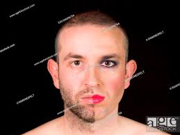 portrait of a man with half face makeup