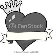 royal heart with banner ilration a