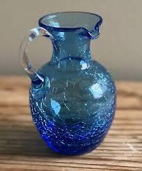 Vintage Le Glass Blue Pitcher Vase