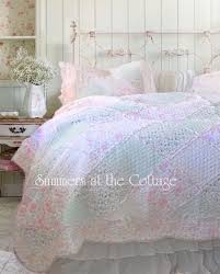 pastel patchwork quilt ruffles pink