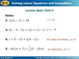 Solving Linear Equations And 2 1