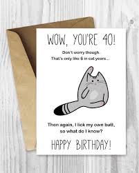 Celebrate birthdays with special cards that are sure to impress! 40th Birthday Card Printable Birthday Card Funny Cat Etsy