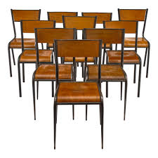 set of 10 french industrial chairs for