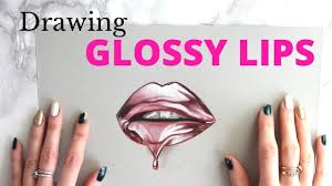 tutorial drawing glossy lips you