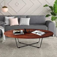 Brown Oval Particleboard Coffee Table