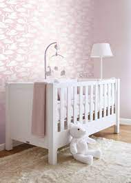 nursery wallpaper swans pink and white