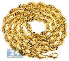 pure 24k yellow gold solid rope mens