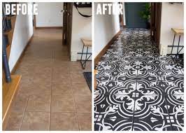 faux cement tile painted floors