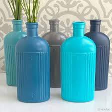 Spray Painted Glass Bottles For A Faux